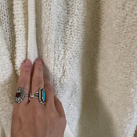 Vintage 80s White Chunky Knit Cardigan Slouchy Open Front Sweater | Size M-XL - Picture 10 of 13